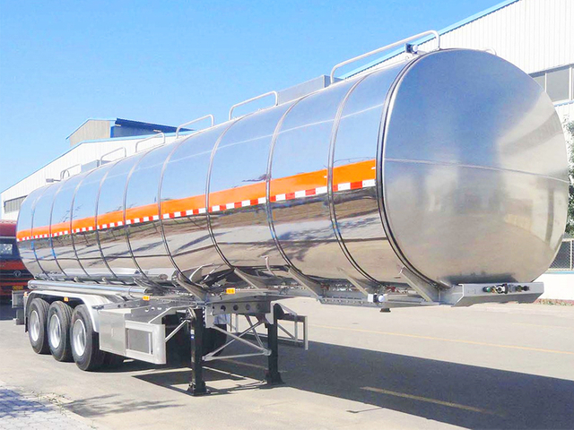 Tiga gandar 48000 liter mengangkut trailer tanker aluminium susu
