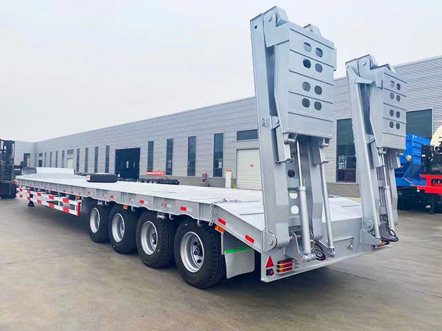 4 gandar mengangkut 80Ton pemuatan hidrolik landai trailer lowbed